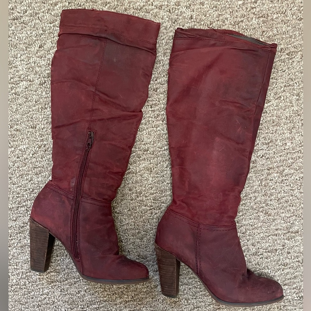 Aldo Dark Red Heeled Boots